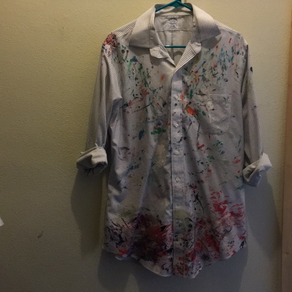 Paint splattered Brooks Brothers Oxford polo